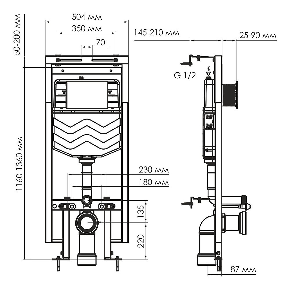 Инсталляция для унитаза WasserKraft Dinkel 58TLT.010.ME.MG02 с кнопкой матовое золото