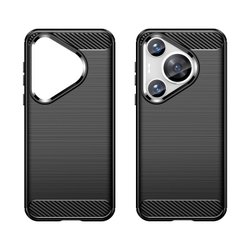 Мягкий чехол в стиле карбон на Huawei Pura 70 Pro и Pura 70 Pro+, мягкий отклик кнопок, серия Carbon от Caseport