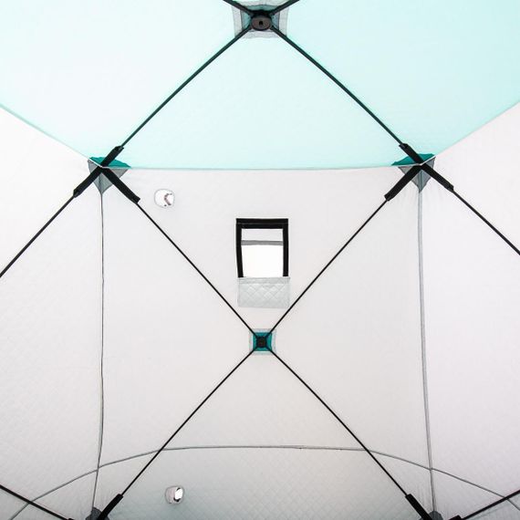 Палатка зимняя PREMIER Куб Комфорт утепл. 1,8х1,8 biruza/gray