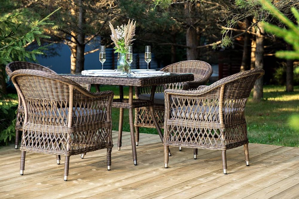 "Сицилия" обеденная группа плетеная, цвет коричневый