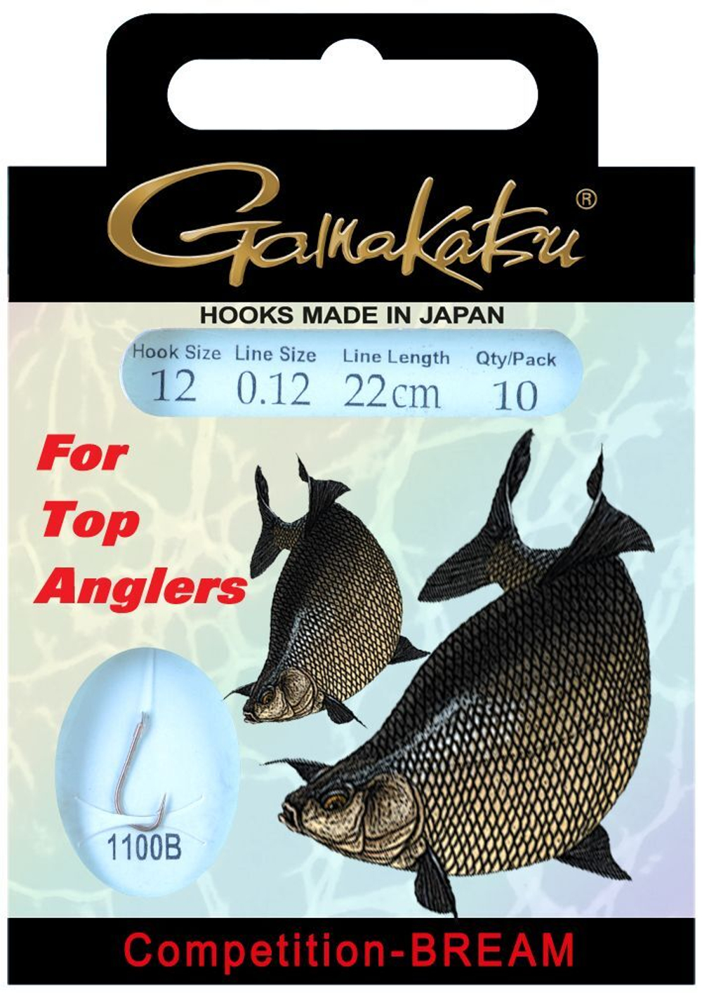 Крючок Gamakatsu Hook BKS-1100B Bream 22 см Copm №18 d0.09