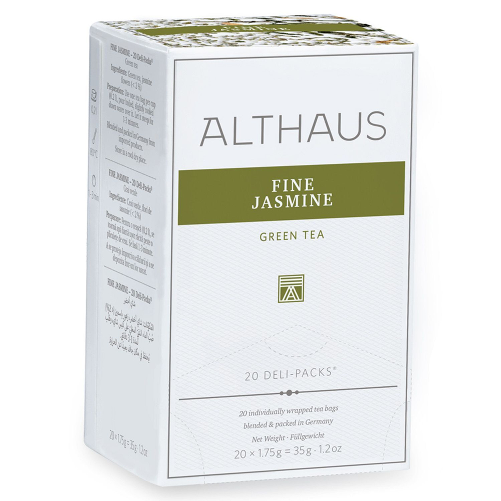 Зеленый чай с жасмином Althaus Fine Jasmine / Нежный Жасмин, в пакетиках, 20шт.