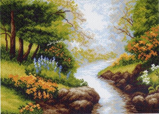 "Ручей в лесу"-0620 канва с рисунком