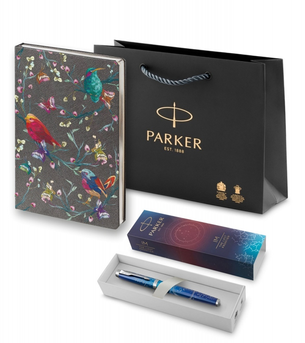 Подарочный набор: Ручка-роллер Parker IM Royal SE The Last Frontier Deep Sea CT,чернила:Black и Ежедневник недатированный, серый.