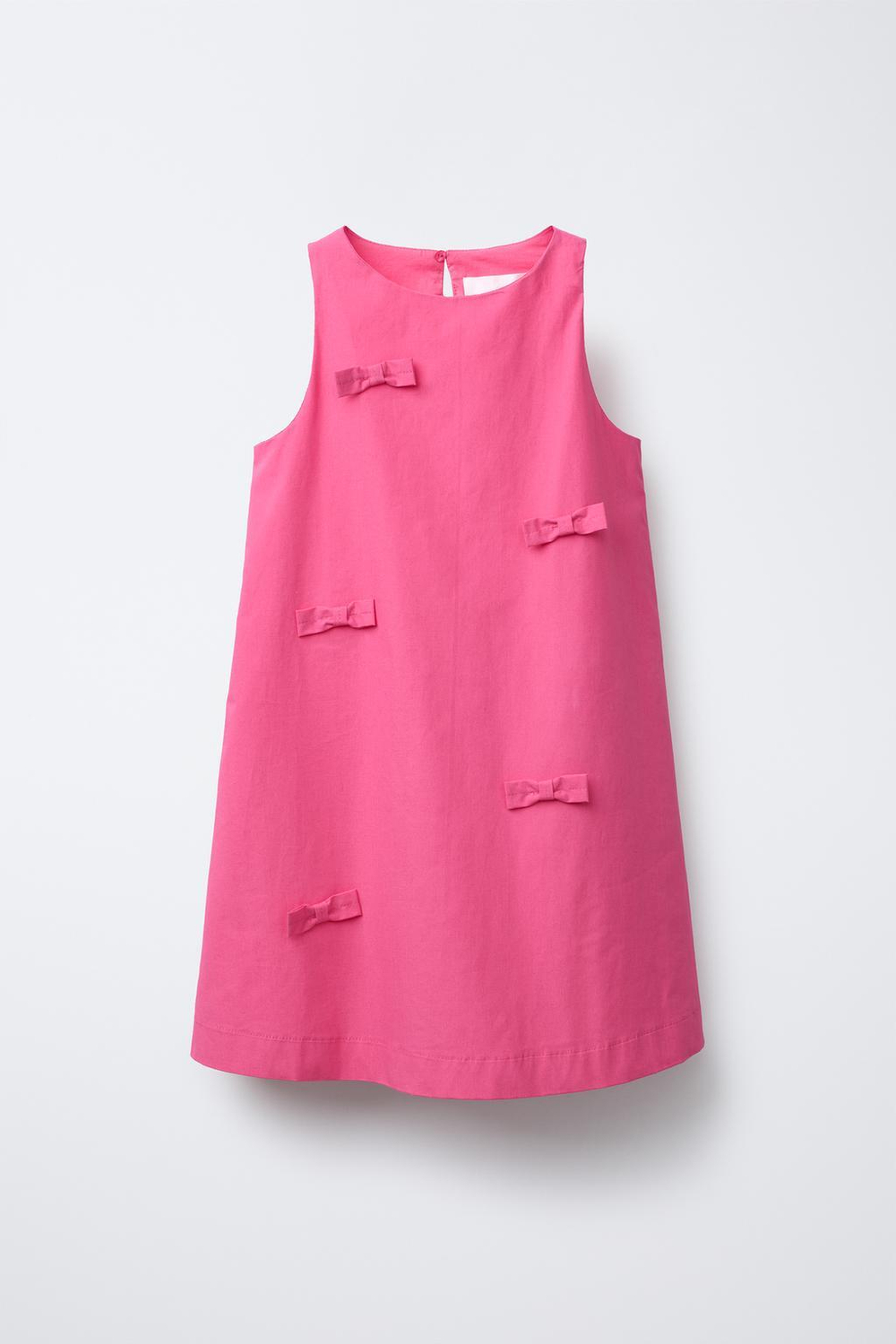 ZARA ПЛАТЬЕ ИЗ ПОПЛИНА С БАНТАМИ, ЦВЕТ ФУКСИИ