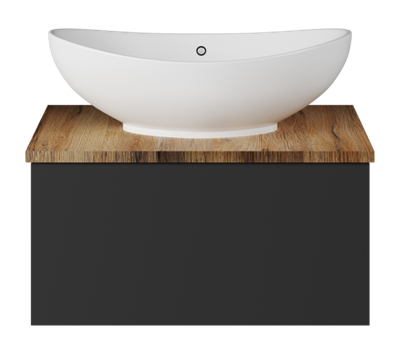 Тумба под раковину Misty Ива 60 подвесная (графит, дуб вотан)