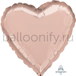 Фольгированная фигура, сердце, 18"/46СМ Металлик Rose Gold