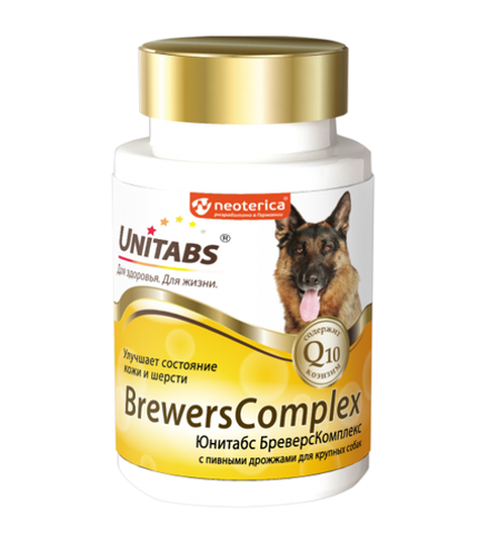 Unitabs Brevers Complex с Q10, пивными дрожжами для круп.собак