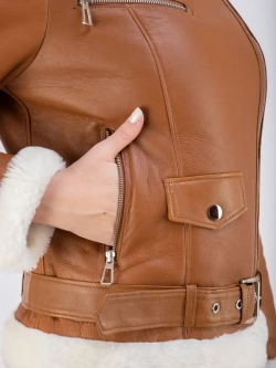 Дубленка зимняя натуральная короткая авиатор Турция