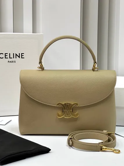 Сумки CELINE MEDIUM NINO из блестящей телячьей кожи бежевый