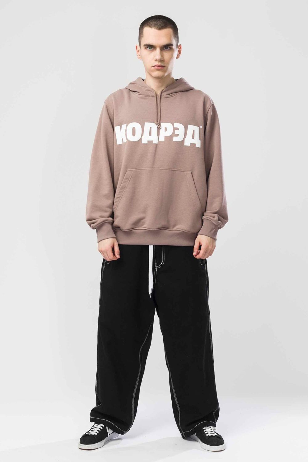 Купить Худи Codered  Base Hoodie Wide Summer Лого ТМ Бежевый Темный/Белый принт КОДРЭД Худи Codered  Base Hoodie Wide Summer Лого ТМ Бежевый Темный/Белый принт КОДРЭД