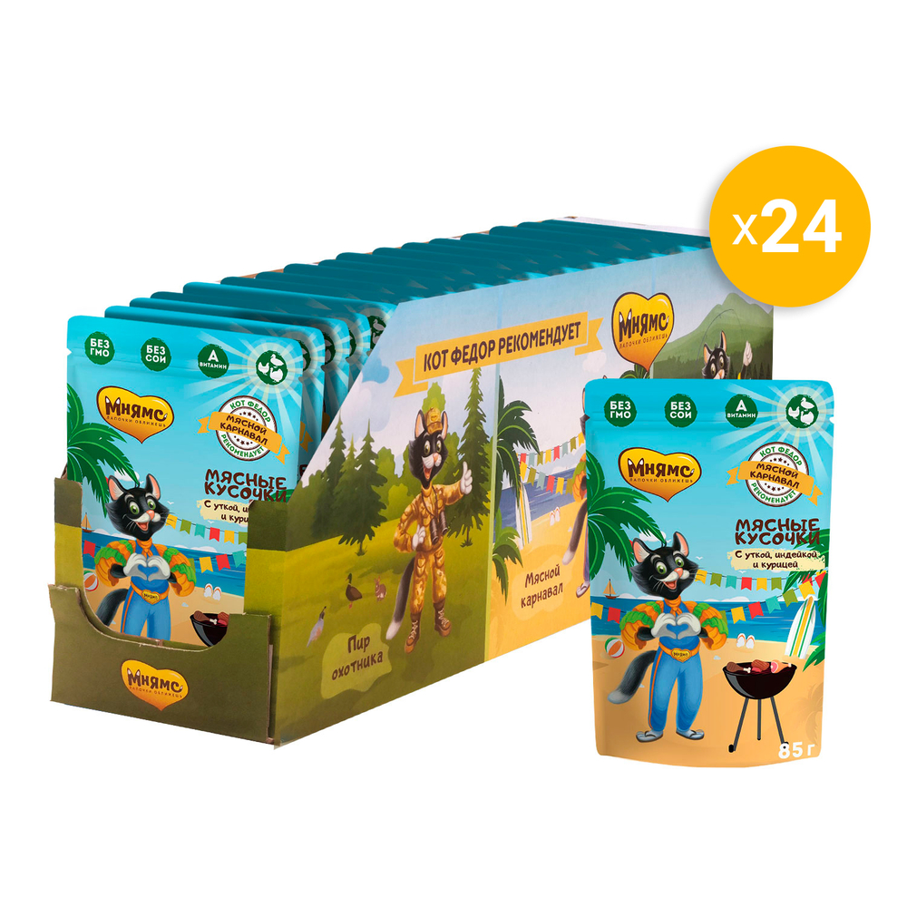 Мнямс корм консервированный мясные кусочки для кошек