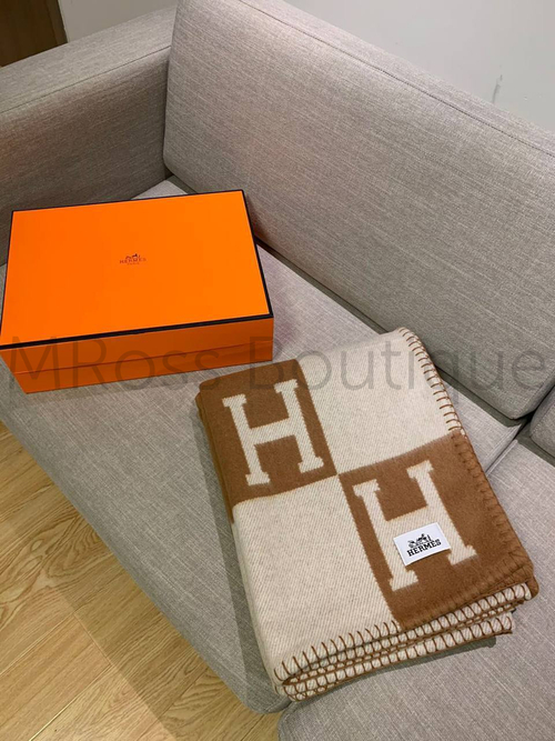 Коричневый плед H Hermes