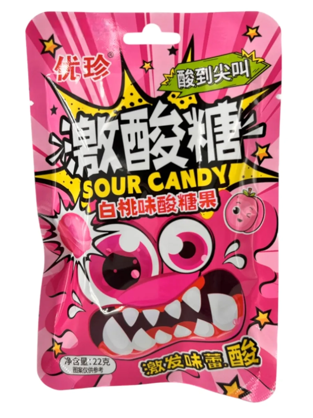 Кислая карамель с шипучкой со вкусом Персика 22 г * 5 шт