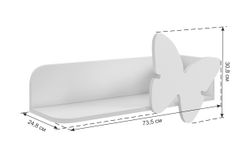 Полка навесная Бабочка "Зефир", (Белое дерево/пудра розовая (эмаль))