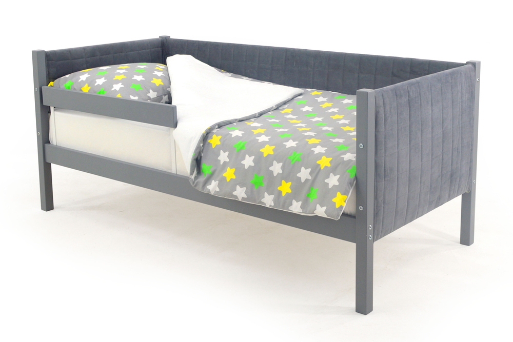 Детская кровать-тахта мягкая с бортиком Бельмарко Svogen графит
