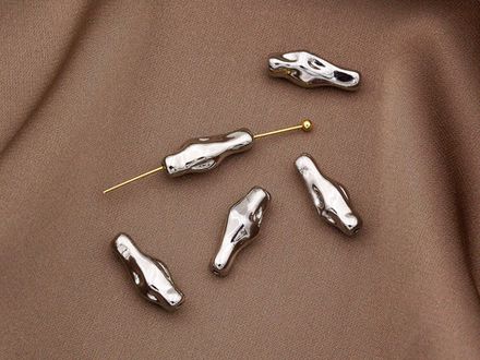 Бусина "Мятый металл" 15мм, (1 штука)