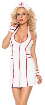 Костюм строгой медсестры из 4 предметов (Размер: L-XL) (Цвет: белый)