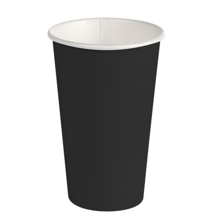 Стаканы бумажные однослойные 400/473мл SP16S черные (25/400шт)