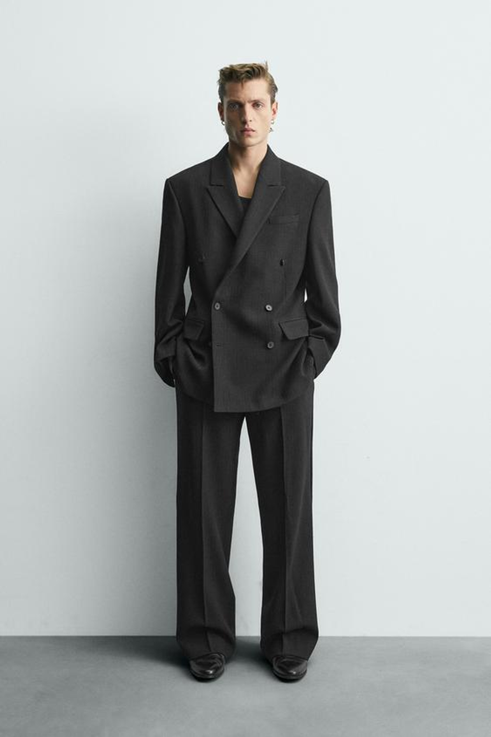 ZARA КОСТЮМНЫЕ БРЮКИ В ТОНКУЮ ПОЛОСКУ — LIMITED EDITION, ЧЕРНЫЙ