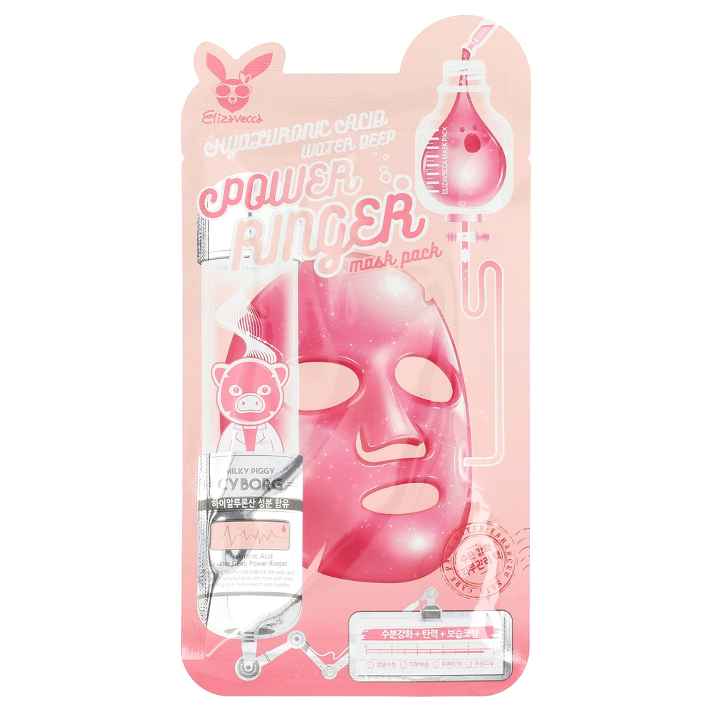 Elizavecca, Маска для лица с гиалуроновой кислотой и водой, глубокая мощь, 1 шт., 23 мл (0,78 жидк. Унции)