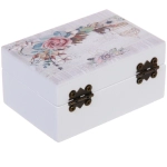 Шкатулка деревянная с зеркалом «МАРЦИПАН», нежные лепестки роз, 9.5*6.5*5см (в коробке)