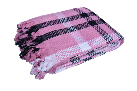 Плед-покрывало из хлопка "Venera", Клетка, цвет Сиреневый