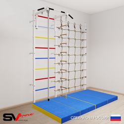 Шведская стенка Sv Sport 51440 (Турник стандарт/Канат/Лестница/Мат 2м/Канатный лаз)