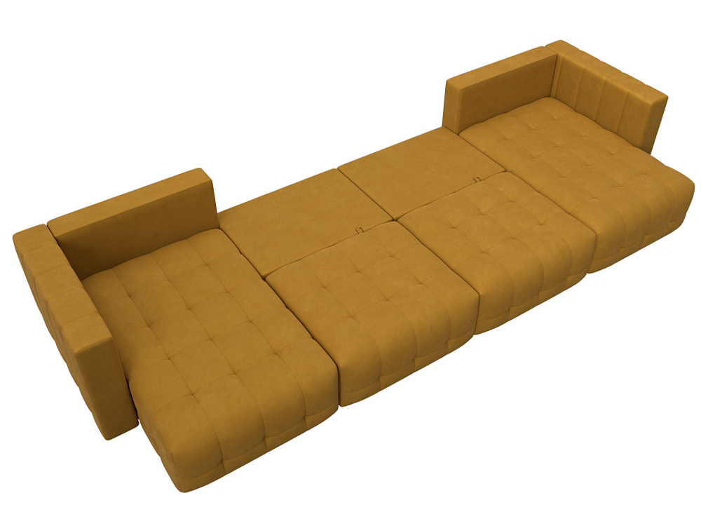 Диван П-образный Лига-052 НПБ Лонг, BRUT 10 ВЕЛЮР желтый