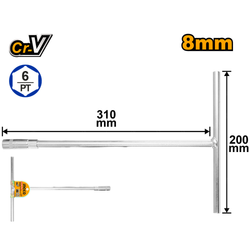 Торцевой ключ 8 мм с Т-образной ручкой INDUSTRIAL