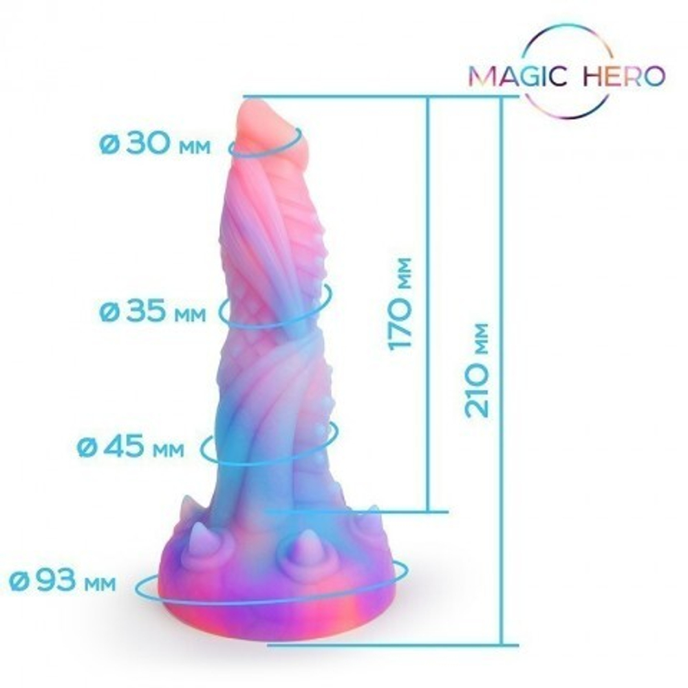 Фаллоимитатор Magic Hero с шипами (19×4,6 см), разноцветный