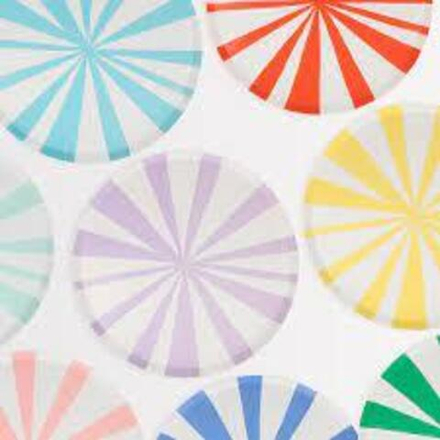 Тарелки большие "Цветные в полоску" 8 шт.