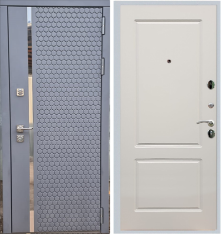 Входная металлическая дверь Рекс 24 Силк Титан / ФЛ-117 Шампань софт (слоновая кость) 16мм