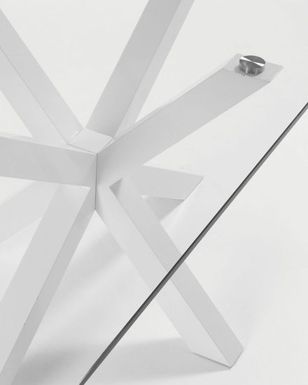 Стеклянный стол Arya с белыми стальными ножками 200x100