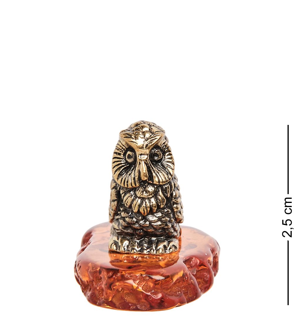 Народные промыслы AM-1252 Фигурка «Совушка» (латунь, янтарь)