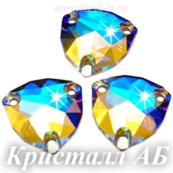 Пришивной триллиант Solvo с 3 отверстиями, Кристалл АБ
