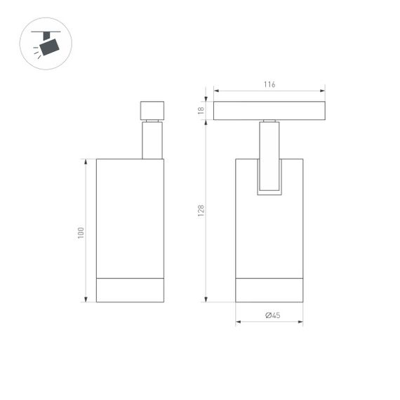 Трековый светодиодный светильник для магнитного шинопровода Arlight Mag-Orient-Spot-R45-12W Warm3000 033624