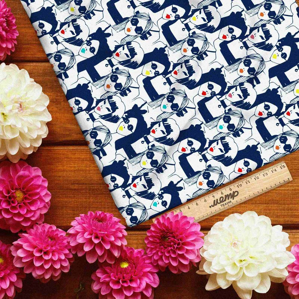 Ткань футер 2-х нитка толпа девушек