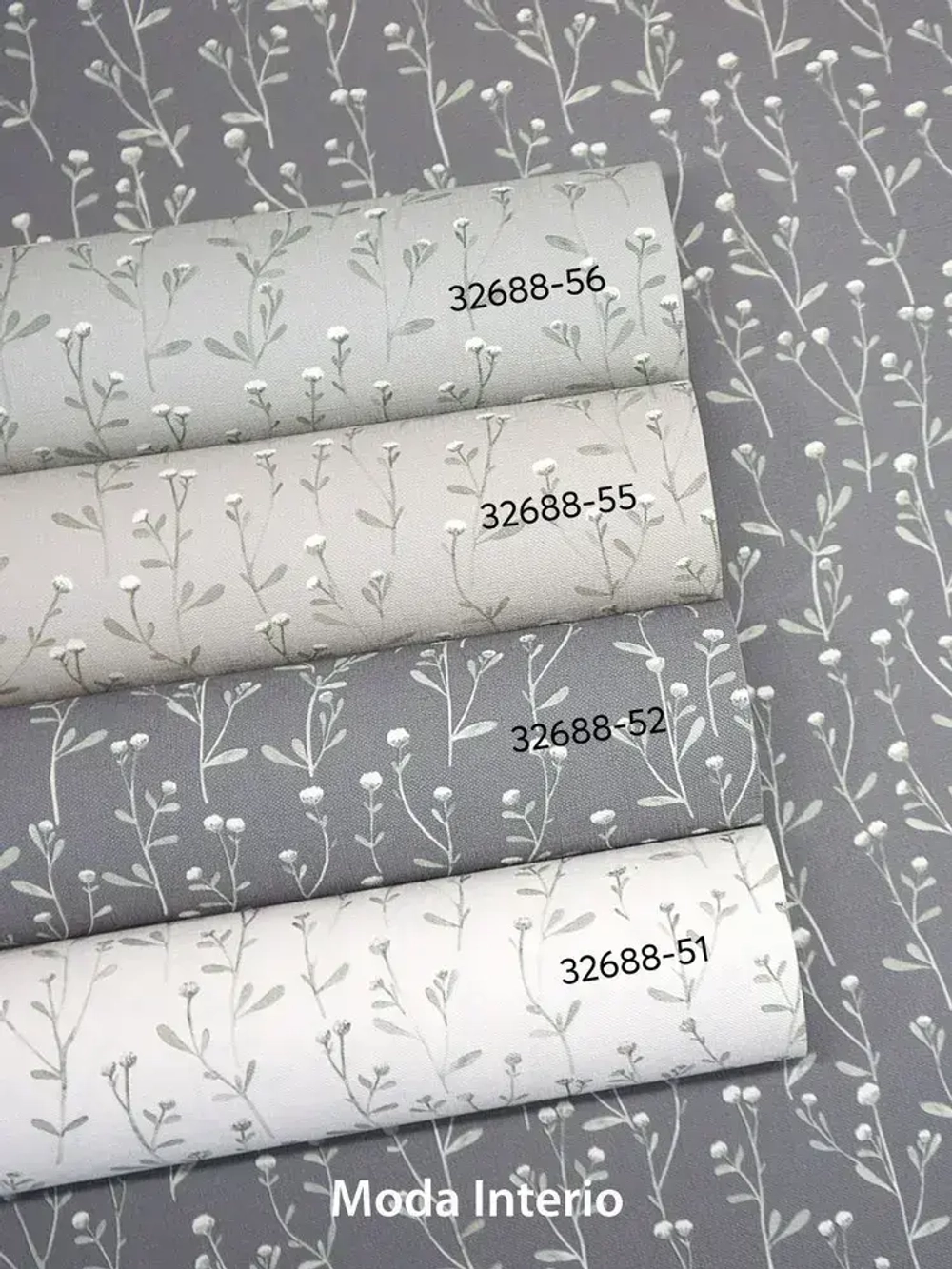 Обои флизелиновые, веточка на белом фоне, метровые, для спальни, Tenero (Moda interio, арт.32688-51)