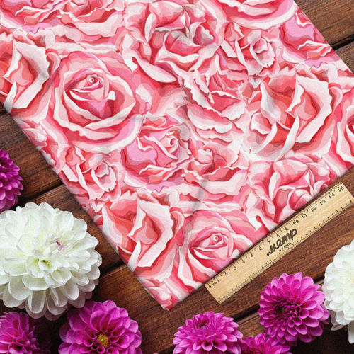 Ткань бифлекс розы с розами