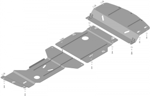 Усиленная защита Motodor картера двигателя, кпп, радиатора, разд. коробки. 2 мм, сталь. для BMW 3 (e46) 2001-2005 арт.00225