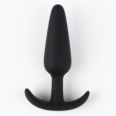Черная силиконовая анальная пробка без вибрации - 8,5 см. (Цвет: черный)