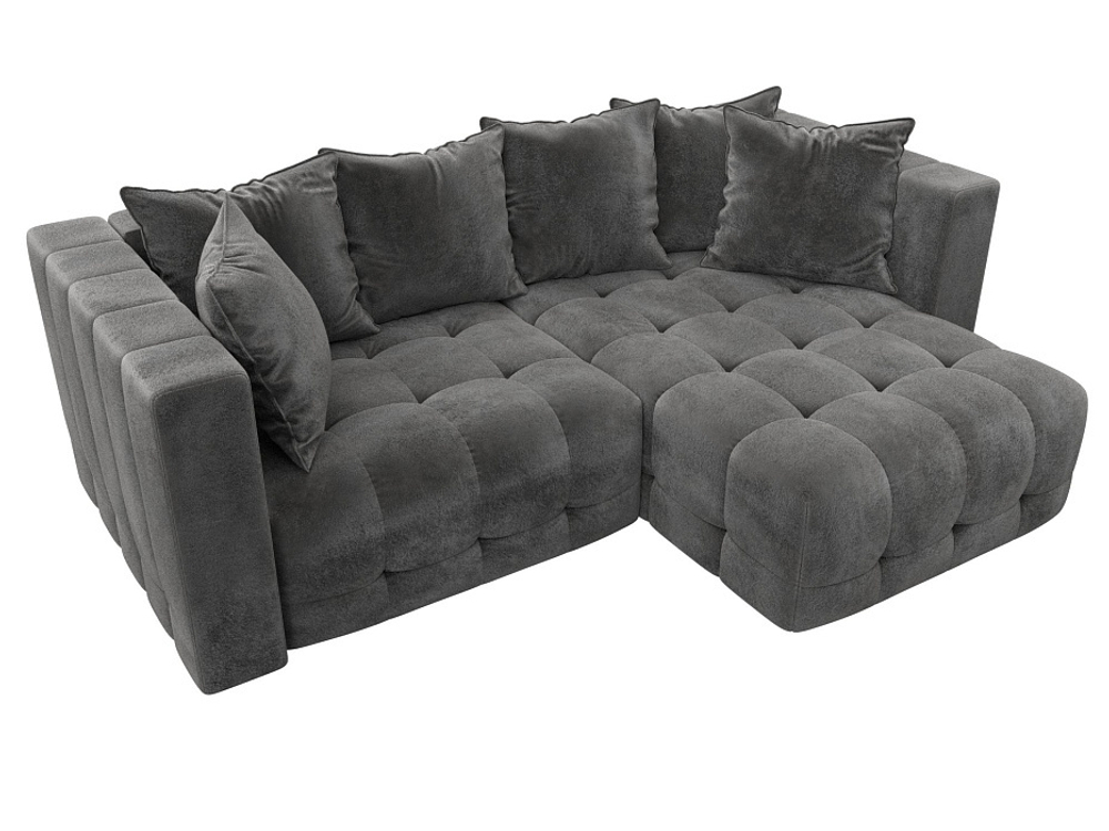 Диван угловой Лига-052 НПБ угол универсальный, TOWER 10 ВЕЛЮР серый