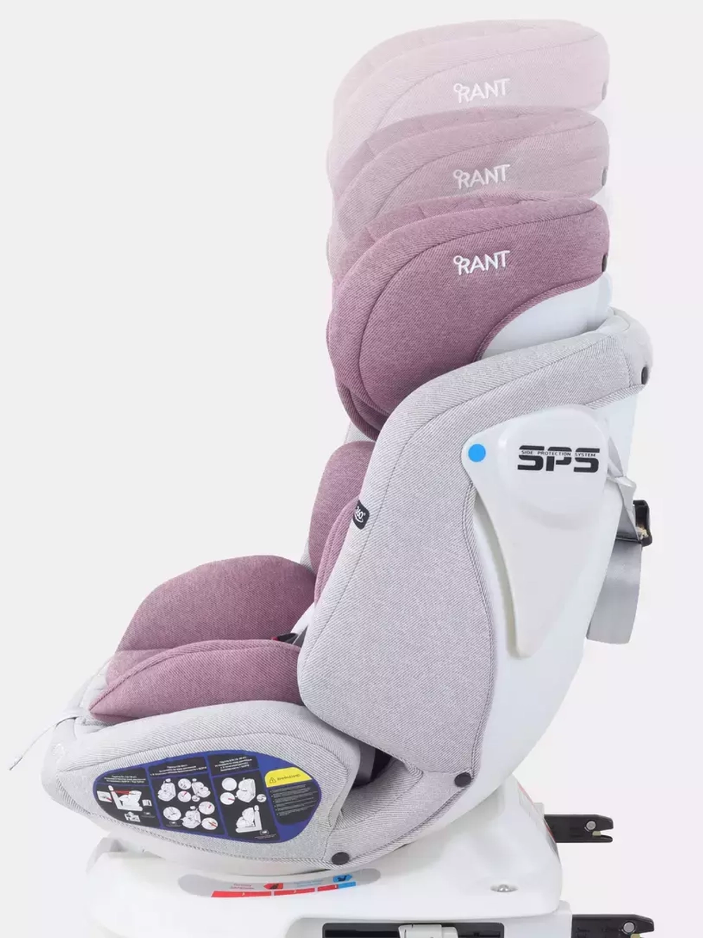 Автокресло Rant Nitro isofix 0/1/2/3 (0-36кг) Grey/Pink