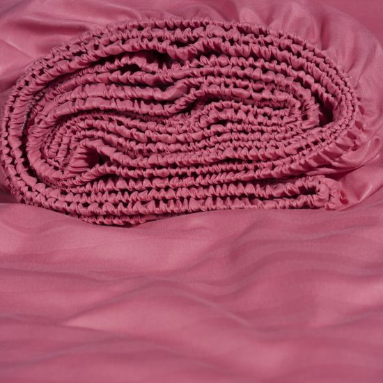 Простыня на резинке Теа Rose, 90x200х30, страйп полисатин HOMY