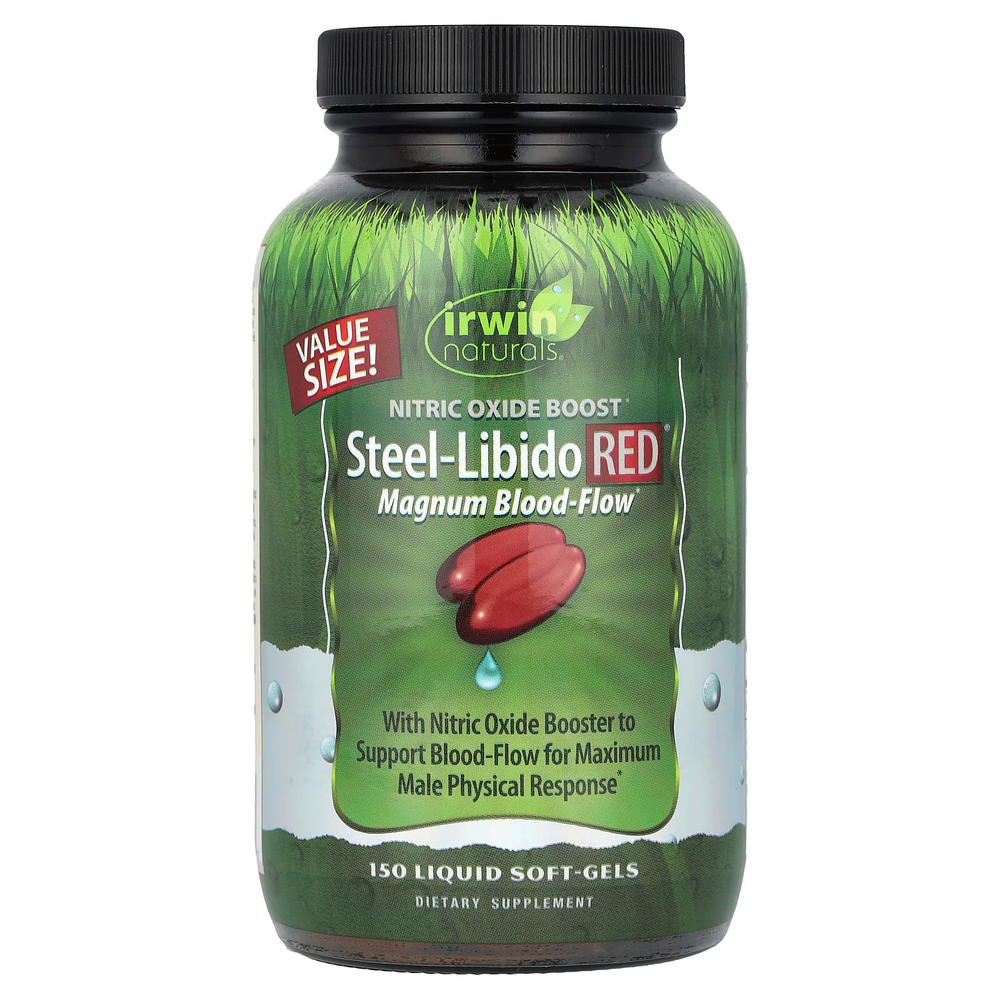 Irwin Naturals, Steel-Libido Red®, магнум кровоток, 150 капсул с жидкостью