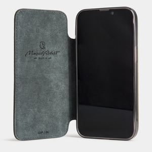 Чехол для iPhone 15 Pro Max из кожи теленка, зеленого цвета