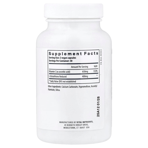 Vital Nutrients, Глутатион`` 100 веганских капсул