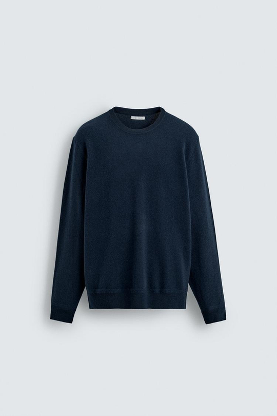 ZARA СВИТЕР ИЗ ШЕРСТИ И КАШЕМИРА, МОРСКОЙ СИНИЙ