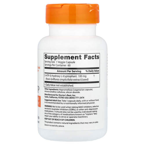 Doctor's Best, 5-HTP, 100 мг, 60 растительных капсул